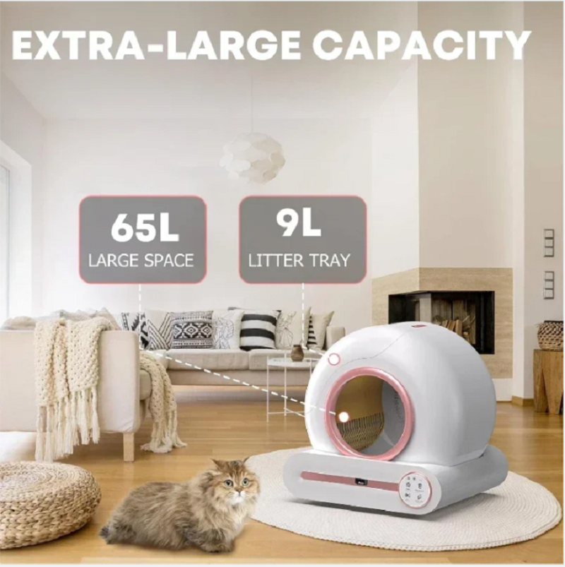 Tonepie Automatic Smart Cat Litter Box, Self Cleaning, App Control, Multilanguage Pet Toilet, Litter Tray Ionic Deodorizer, 65L