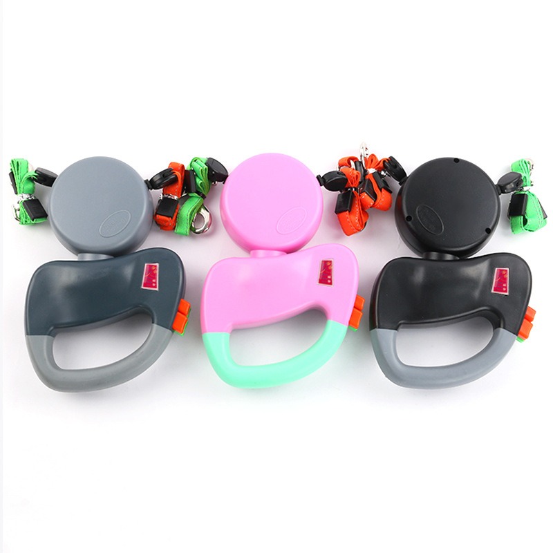 Automatic telescopic traction rope, one trailer with two ends, creative dog walking rope, pet dog chain