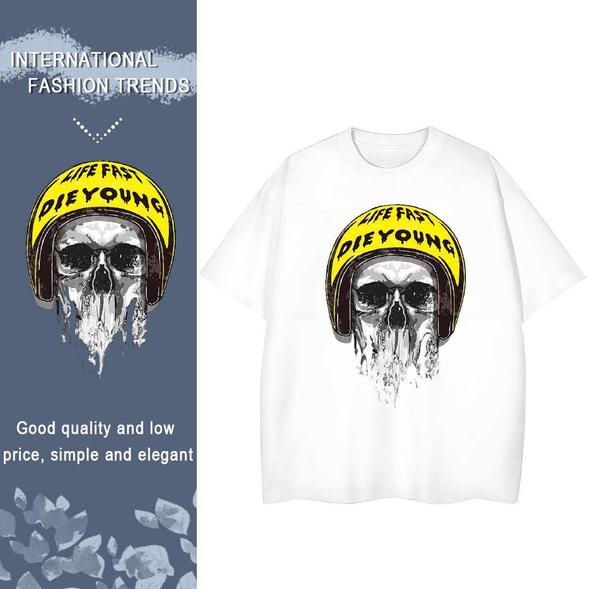 2024 DIY Women T Shirts 230g 100% Cotton Breathable Crew Neck Hip Hop skull Couples T Shirts Wholesale Custom Printing Wear