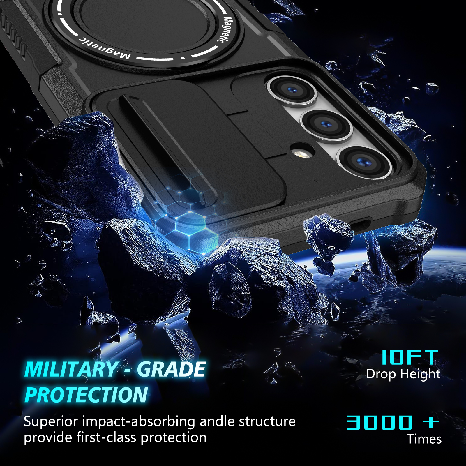 Slide Window Camera Protection Heavy Duty Shockproof Armor Bracket Ring Stand Magnetic For Magsafe Wireless Charging Case For Samsung S21 S22 S23 FE S - view 6