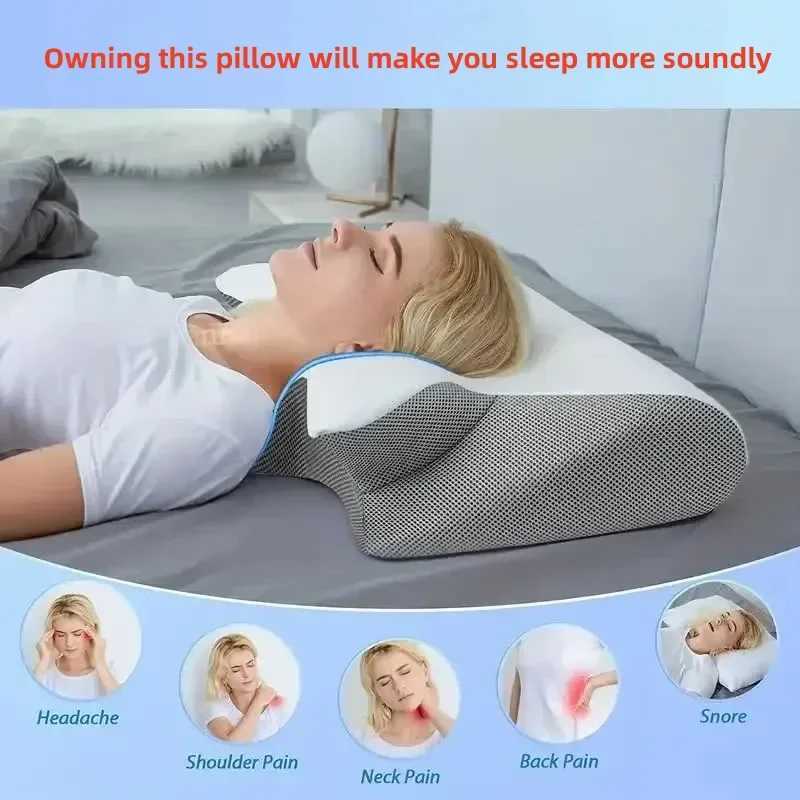 New contour memory foam cervical pillow conforms to ergonomics orthopedic neck pain pillow is used for treatment pillow of stomach sleeper on side bac