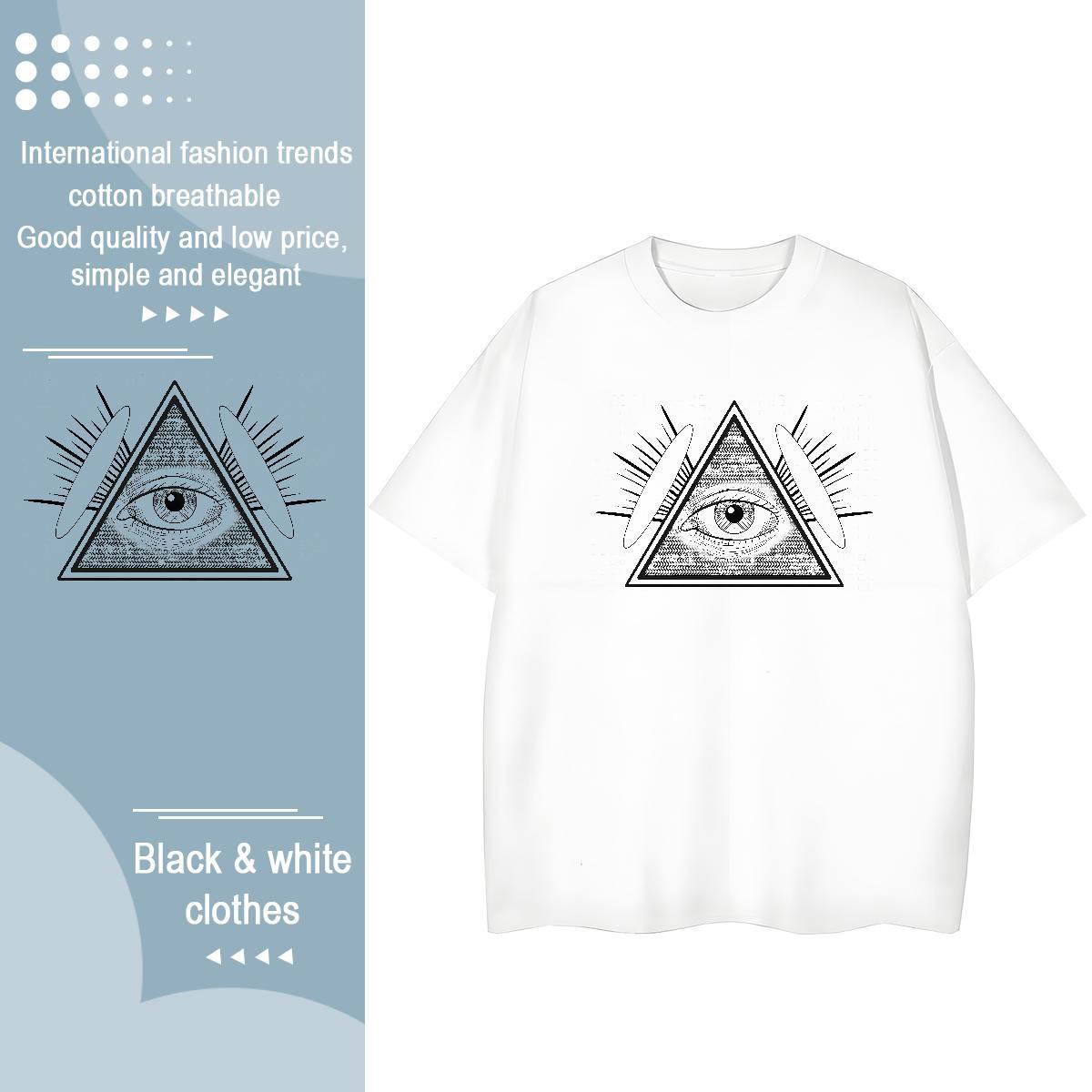 2024 DIY Womens T Shirts 230g Pure Cotton Short Sleeve O-Neck Street Casual eye of the devil Women Tshirts High quality Custom Print Oversized Top Shi