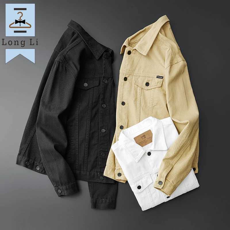 Brand Autumn/Winter 100% Cotton White Jeans Jacket Mens Fashion Denim Coat Denim Jacket Mens Plus Size M-5XL W241011