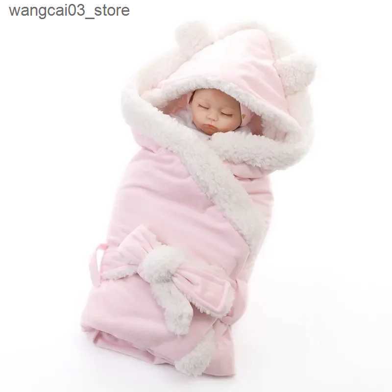 Blankets Swaddling Warm Velvet Fleece Baby Blanket Swaddling Newborn Soft Fleece Blanket Solid Bedding Set Cotton Quilt Swaddle Wrap L240910