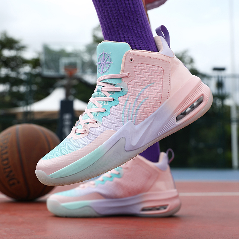 Fashion Pink Air Cushion Basketball Shoes For Women High Quality Outdoor Men's Basketball Sneakers Professional Basket Shoes Men