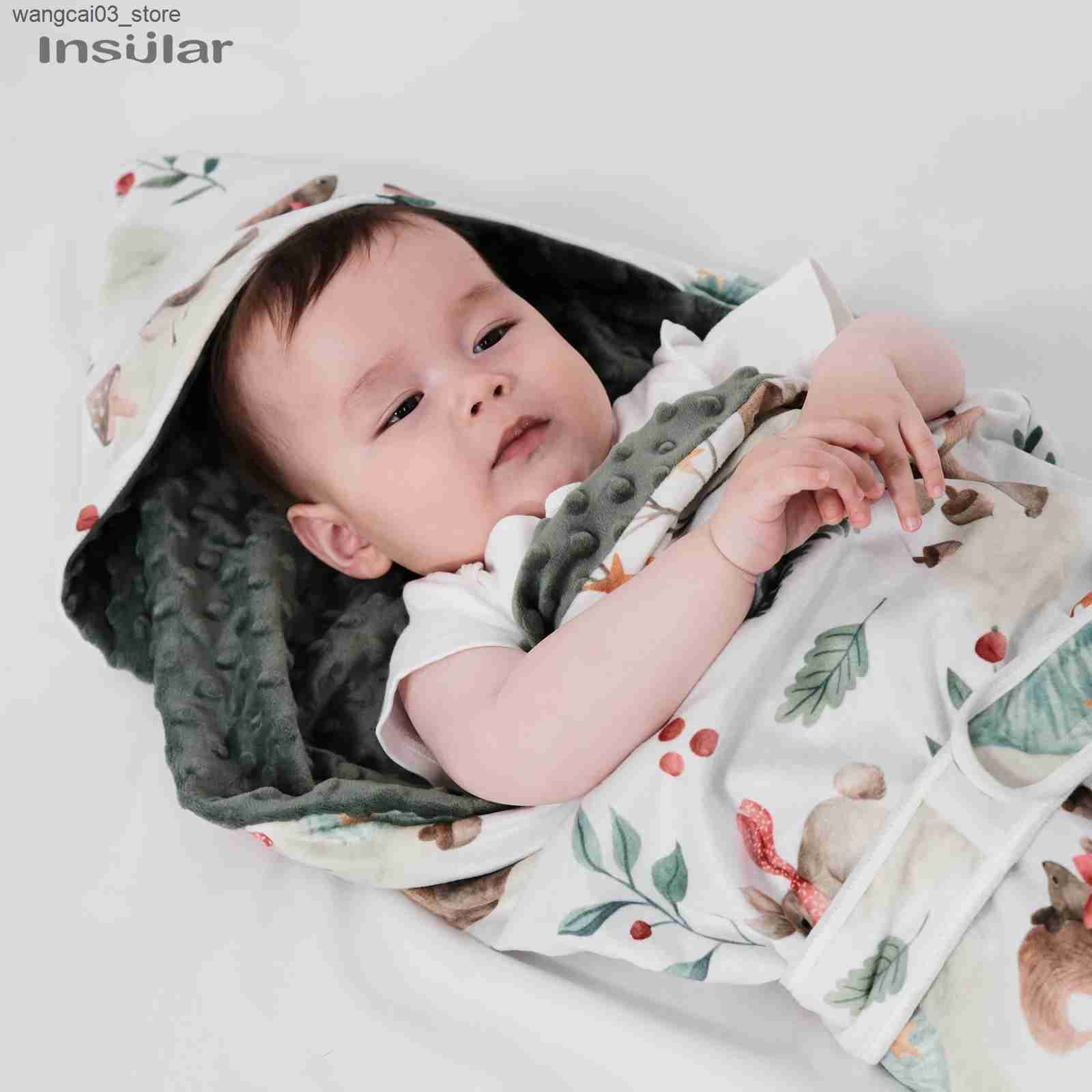 Blankets Swaddling New Style Baby Hooded Blanket Warm Swaddling Wrap Winter Newborn Quilt Babe Toddler Nap Blanket Infant Bedding Baby Shower Gift L24