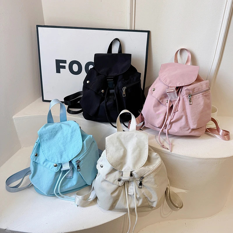 Womens Small Solid Color Fabric Backpack Summer Y2K Korean Fashion Backpack Womens Travel Student Backpack School Backpack 241008