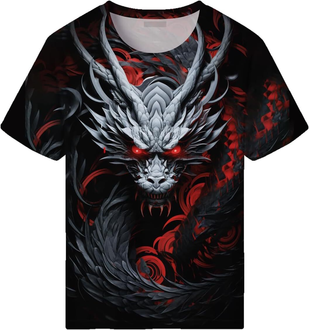 Mens T shirt Novelty Dragon Graphic T-Shirts for Men 3D Animal Printed Shirts Summer Top graphic tee Casual tops summer Trendy Fashion cool