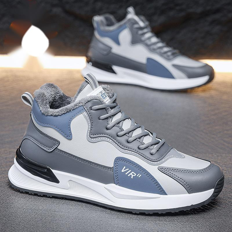 Fashionable velvet versatile casual leather warm cotton sports white board men's trendy shoes