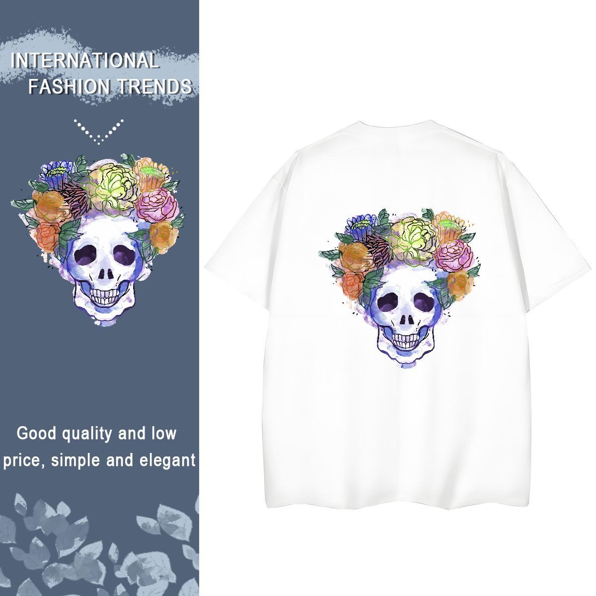 Fashion T shirt 100% Cotton 230g Comfortable Hip Hop skull Tshirt for Man Woman Brand Anime Print Tees