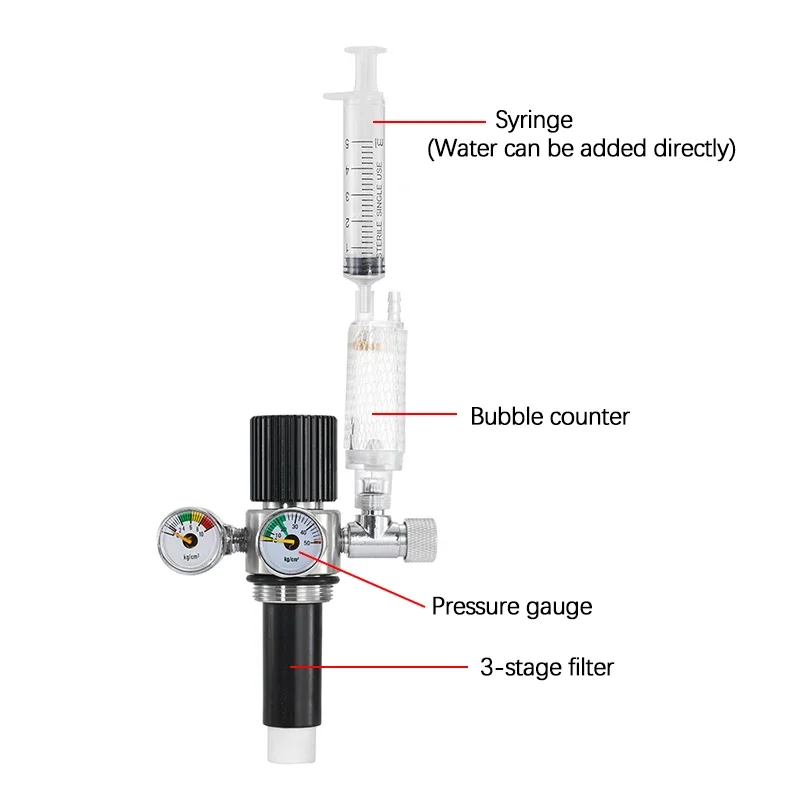 DIY Carbon Dioxide Reactor Kit Aquarium Fish Tank CO2 Generator Stainless Steel Cylinder Generator System for Aquatic Plant Fish