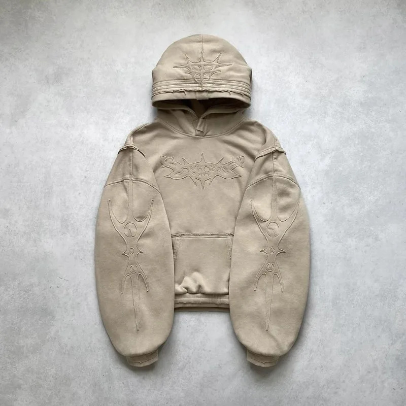 Y2K Streetwear Vintage Fashion Patch Stitching Pullover Sweater Men Harajuku Hip Hop Casual Joker Couple Hoodie Tops 241011