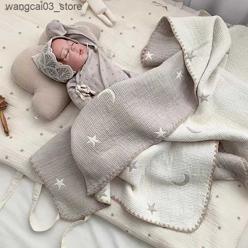 Blankets Swaddling Baby Blanket Newborn Organic Cotton Baby Swaddle Wrap Throw Blankets Cartoon Super Soft Infant Stroller Crib Receiving Blanket L240