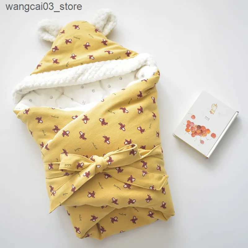 Blankets Swaddling Baby Blanket 100% Cotton Envelope For Discharge Winter Newborns Bedding Muslin Swaddle Warm Wrap Baby Sleeping Bag Soft 80x80cm L24