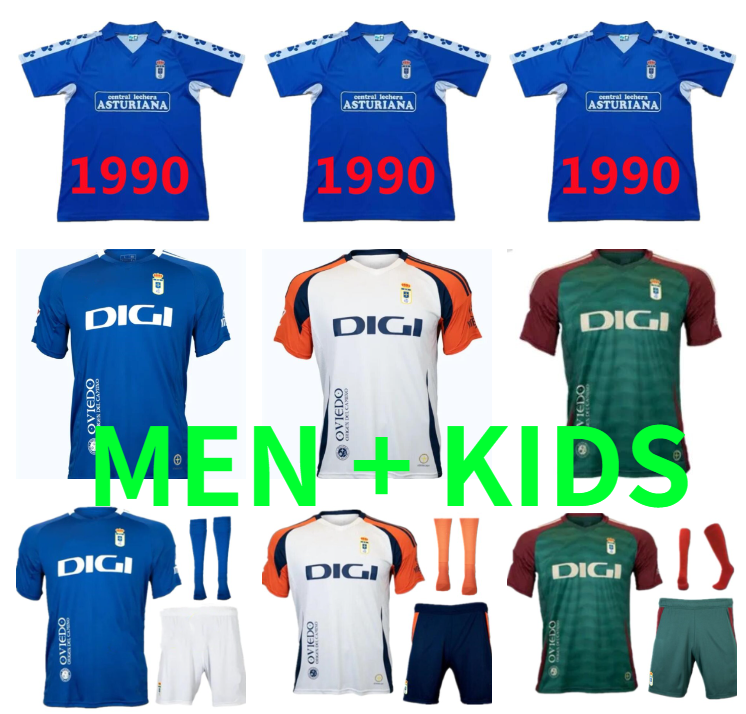 24 25 Real Oviedo Soccer Jerseys 1990 1991 Retro JIMMY S. CAZORLA BORJA CAMARASA maillots de foot HUGO ALEMAO SEOANE MOYANO PAULINO 2024 2025 Football Shirts Men kids
