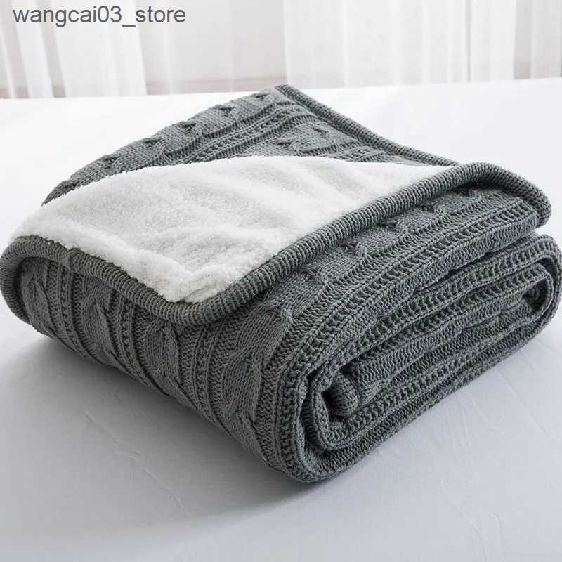 Blankets Swaddling Cozy Cable Knit Throw Blanket Nordic Knitted Thread Blankets For Bed Sofa Cover Bedspread On The Bed Home Travel TV Nap Blanket L24