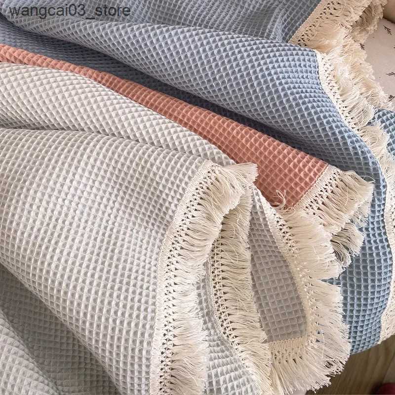 Blankets Swaddling Tassel Baby Blankets Newborn Waffle Cotton Baby Swaddle Blanket New Born Stroller Blanket Bedding Items Infant Nap Bed Cover L24091