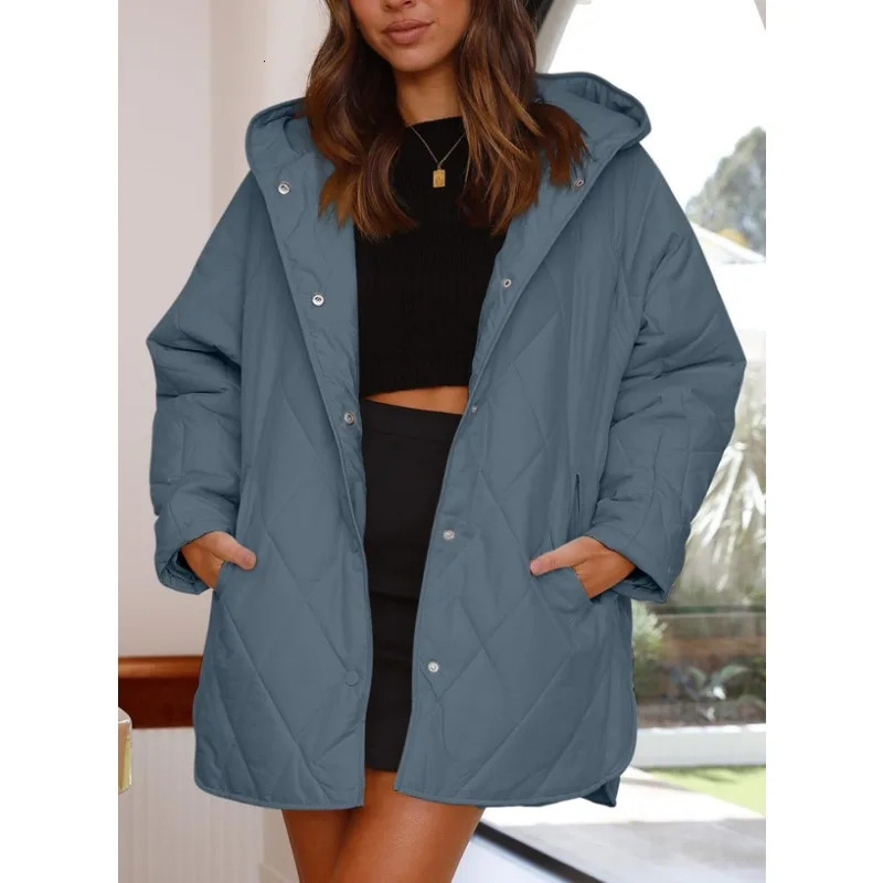 INS Winter Womens Casual Quilted Hooded Lightweight Jacket Commuting Temperament Female Clothes Thermal Warm Fashion Loose Coat 241011