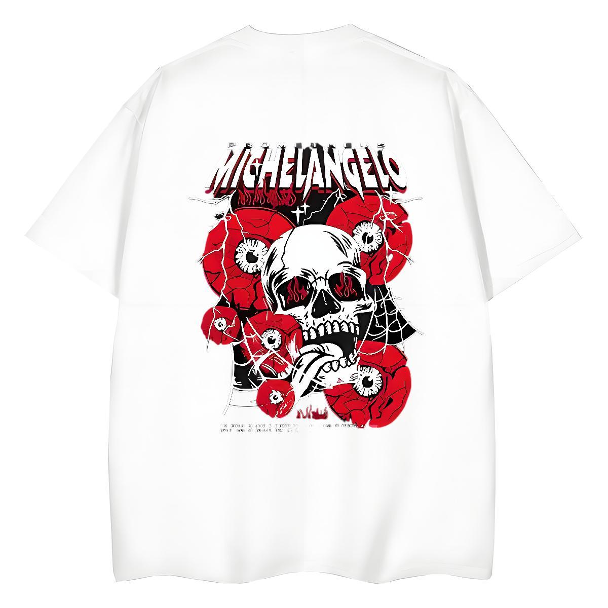 2024 DIY T Shirt For Woman 100% Cotton 230g Breathable Outdoor skull Lady T shirt Unisex Black Oversized Tees