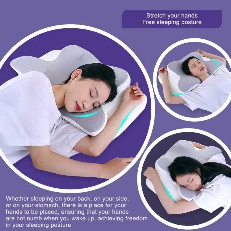 Memory foam pillow butterfly relaxation Cervical slow rebound neck pillow pain relief sleep orthodontic pillow bed W240819
