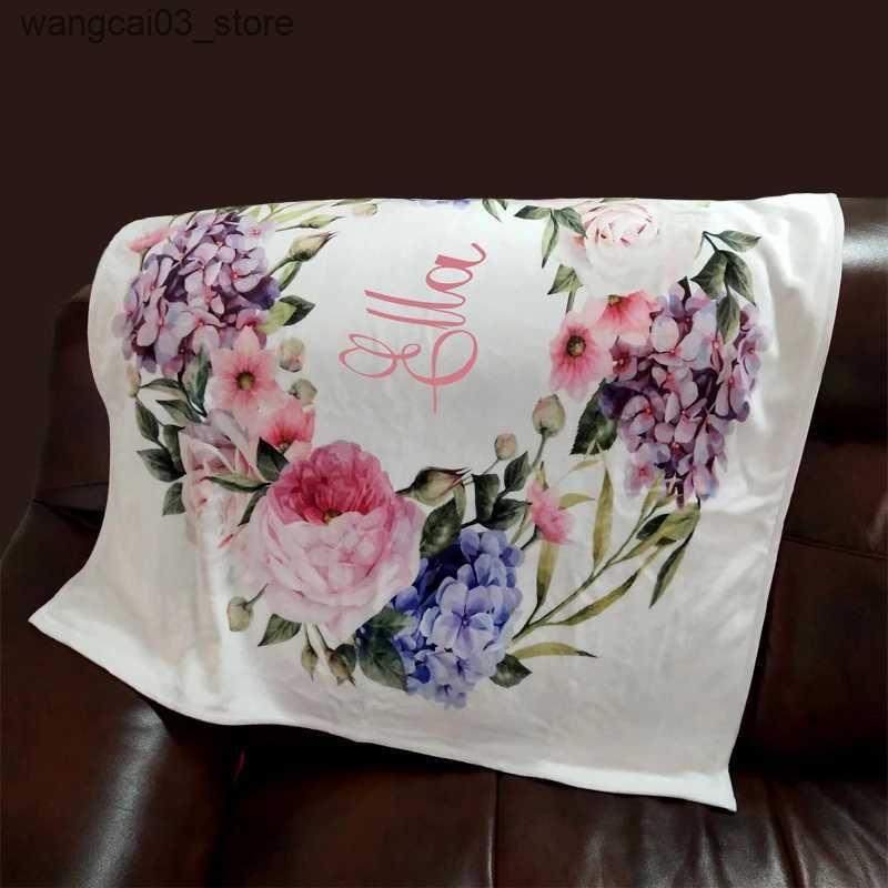 Blankets Swaddling Baby Blanket Swaddle Wrap Name Personalized Flannel Fleece Childen Blanket With Name Kids Birthday Gift for Newborn Boys Girls L240