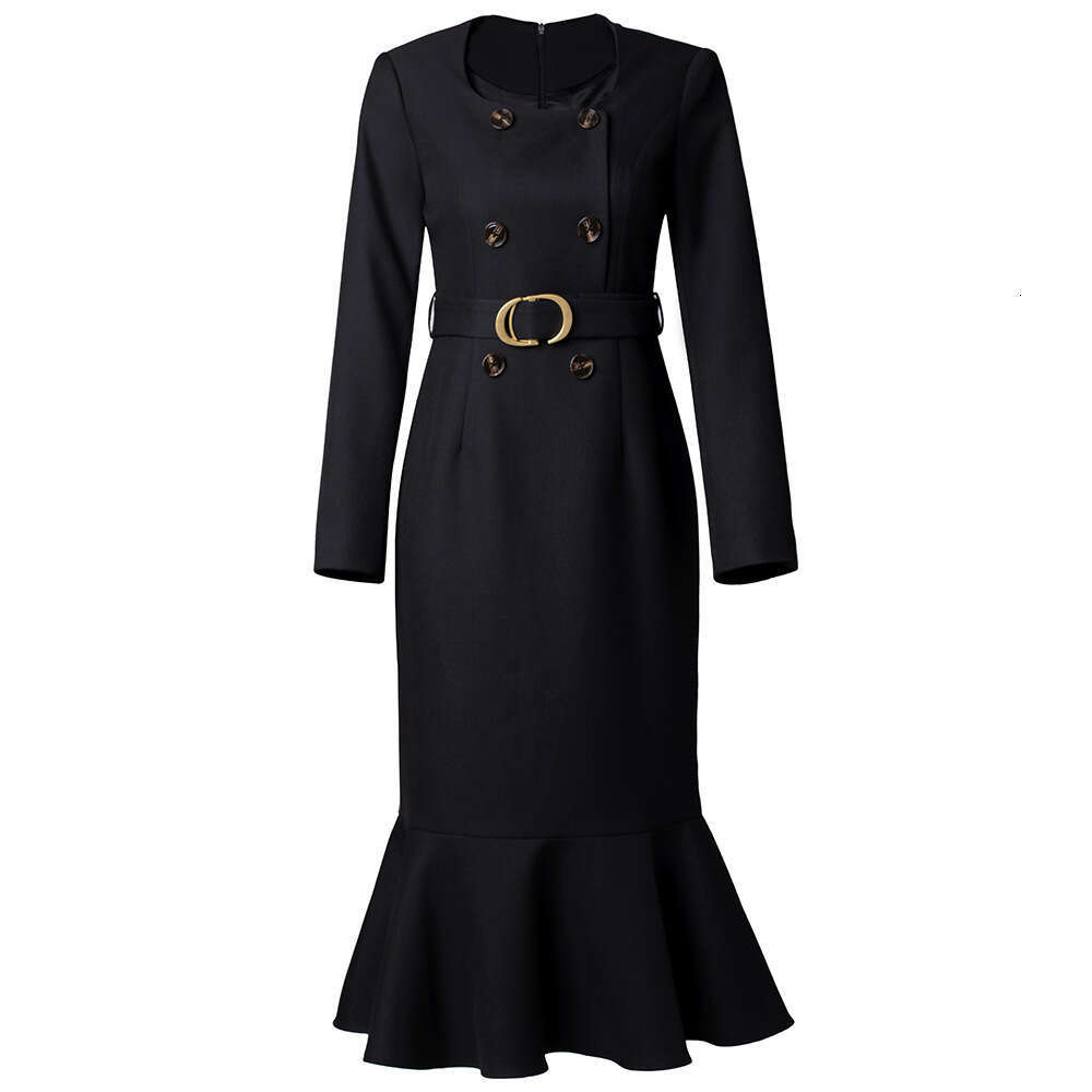double breasted French mature temperament fishtail skirt 2024 new waist cinching slimming high-end suit dress