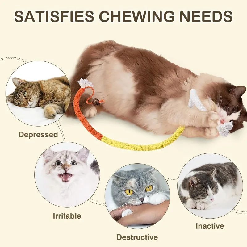 Cat Toys Refillable Natural Catnip Cat Bite Rope Toy Interactive Catnip Toys Kitten Teeth Cleaning Chew Toys for Dental Care