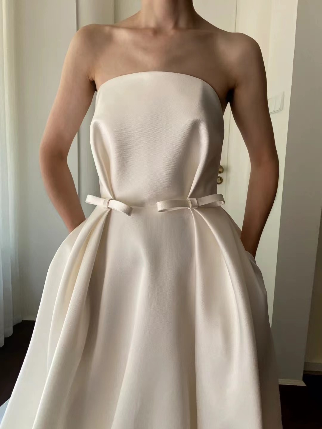 2025 New Arrival A-line Wedding Dress Strapless Bow Satin A-line Elegant Bridal Bride Gowns Vestidos De Novia Customzie Mariee