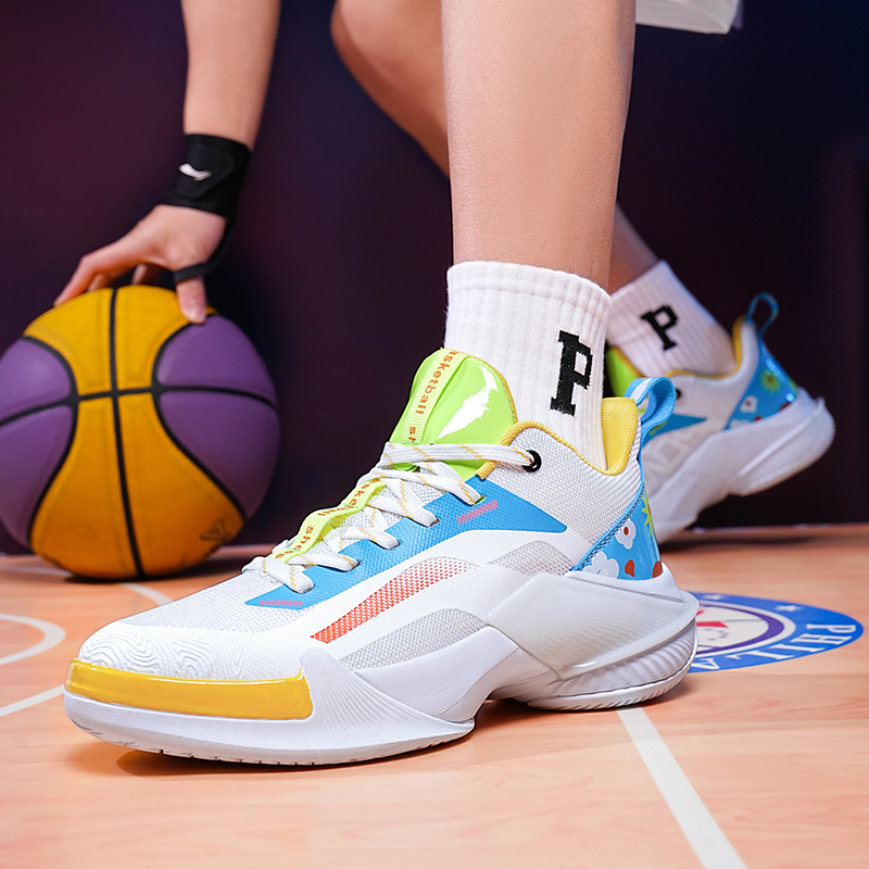 Youth sports shoes male anti-slip wear-resistant big children high school students net surface breathable basketball shoes