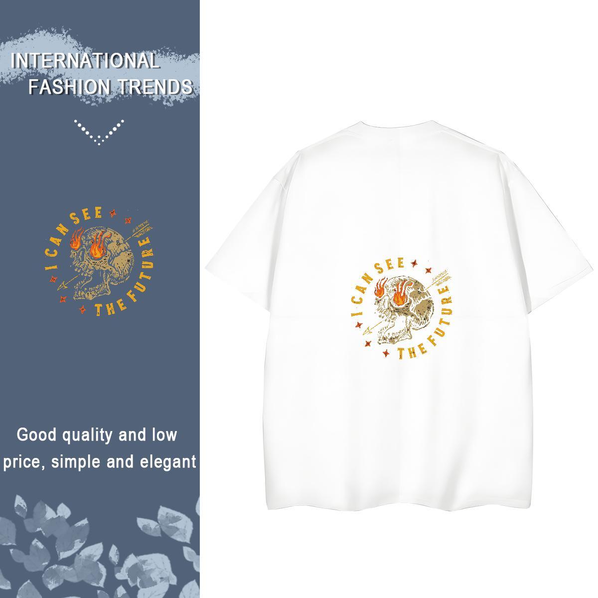 Classic T-Shirts for Women 230g Pure Cotton Short Sleeve O-Neck Daily Wear skull Woman Tshirt Brand Anime Oversized Tees Shirts