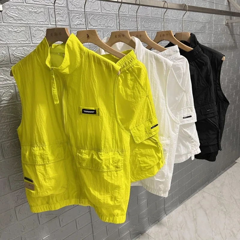 Summer Tracksuit Couple Set Canshoulder Outdoor Sunscreen Neutral Trend 2piece Workwear Pants Vest Coat 241008