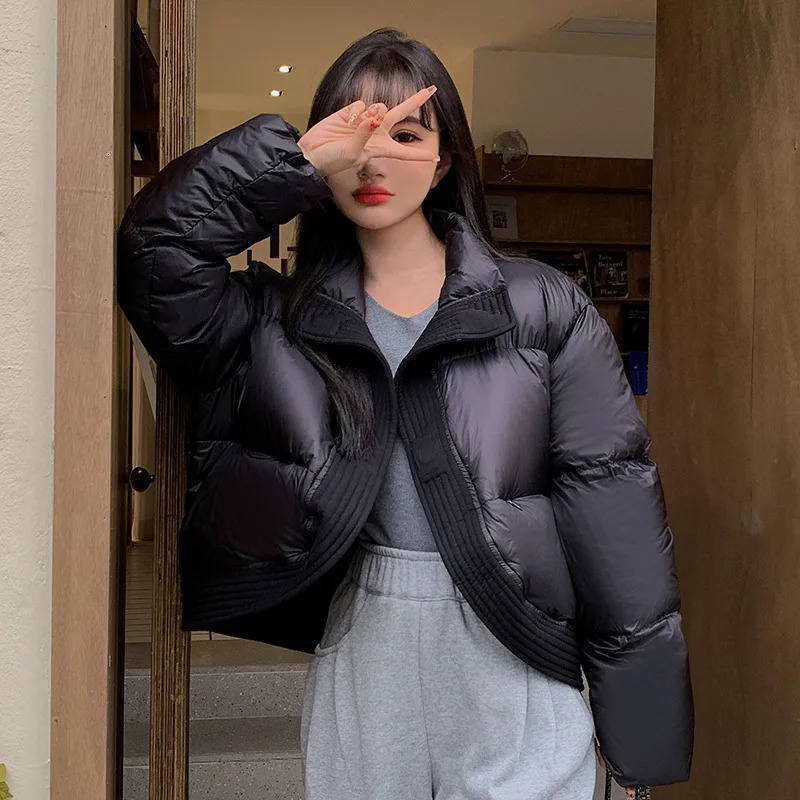 2023 Winter Down Cotton Jacket Women Parka Puffer Long Sleeve High Waist Coat Y2k Thickened Warm women clothes 240930