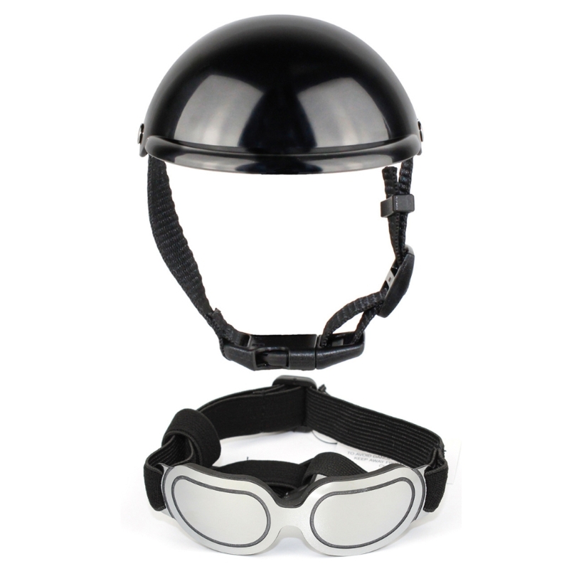 Dog Helmet with Ear Hole Pet Helmet and Goggles Set with Adjustable Strap Dog Sunglasses Puppy Head Cover for Bike
