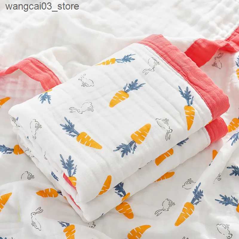 Blankets Swaddling 6 Layers Baby Blanket Children Muslin Cotton Blanket Swaddle Newborn Cover Sleeping Bedding Kids Swaddling 150*120 CM L240910