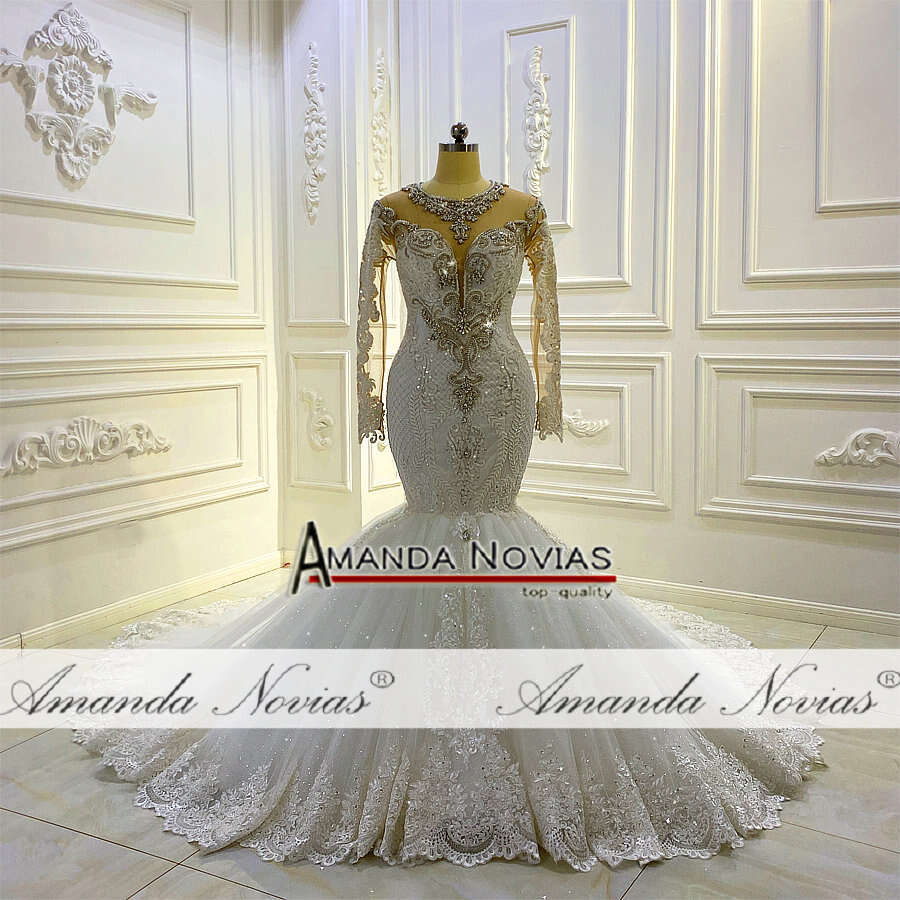 Africa Bridals Long Sleeve Ruffle 2 in 1 Mermaid Wedding Dress