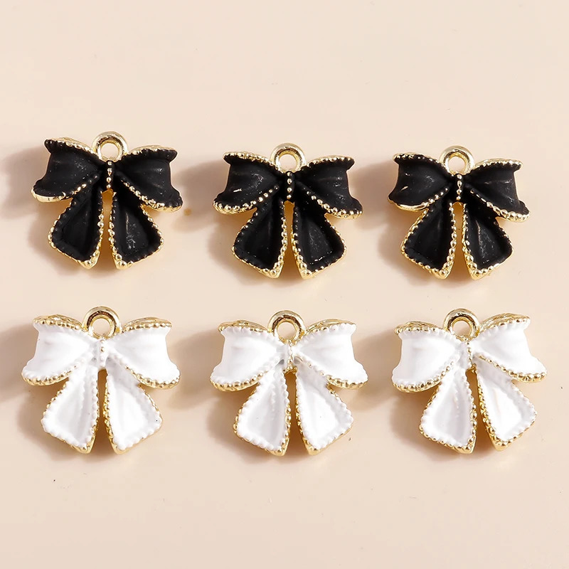 5pcs Lovely Black White Bowknot Cute Bow tie Charms for DIY Jewelry Making Pendants of Necklace Bracelet Dangle Earrings 241010