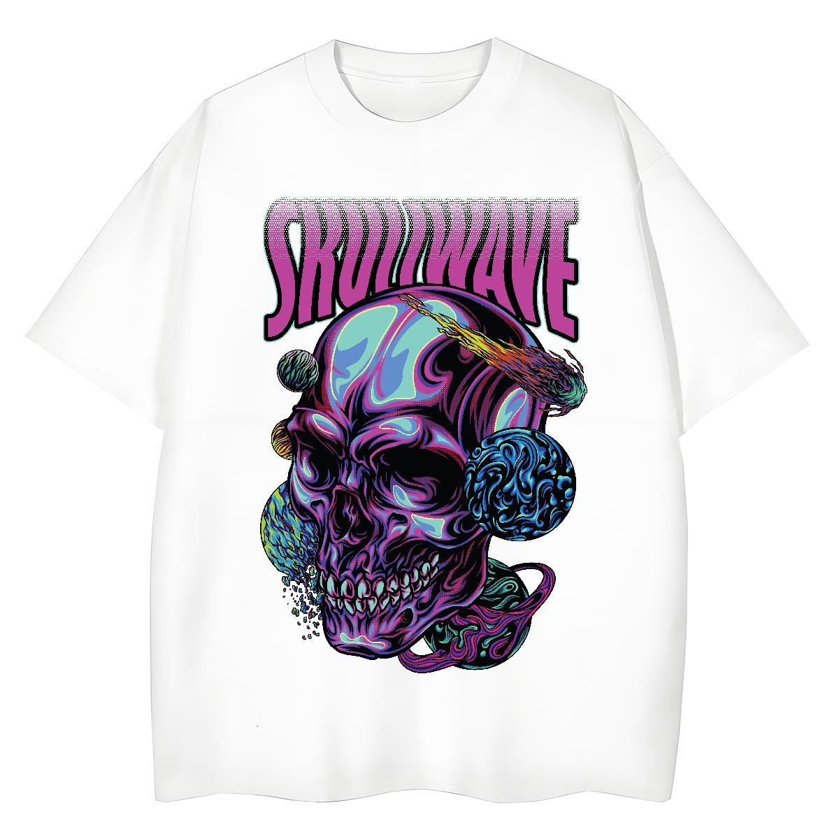 New T-Shirts for Women 230g 100% Cotton Short sleeve Soft Sport skull Woman Tshirt Loose fit Custom Print Plus Size Tee Shirt