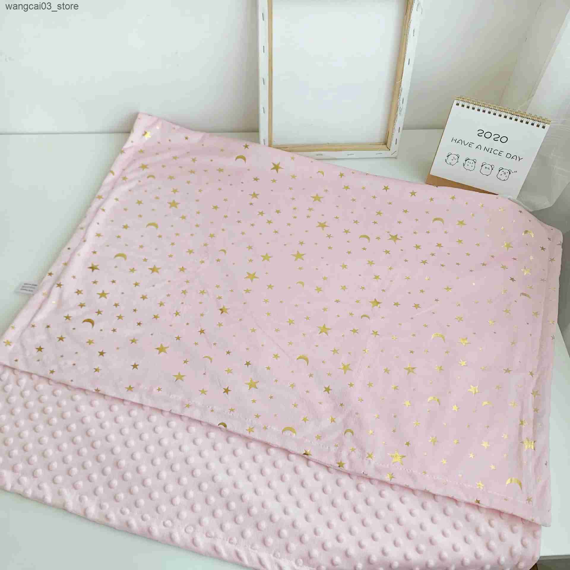 Blankets Swaddling 75*120CM Baby Toddler Minky Blankets Moon Star Fleece Quilt Soft Children Blanket Swaddle Cover Quilts Bedding L240910