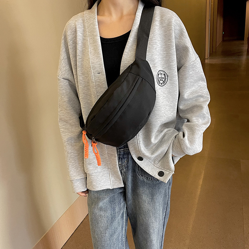 Ladies' Chest Trendy Canvas Crossbody Solid Color Simple Phone Personalized Large Capacity Shoulder Bag