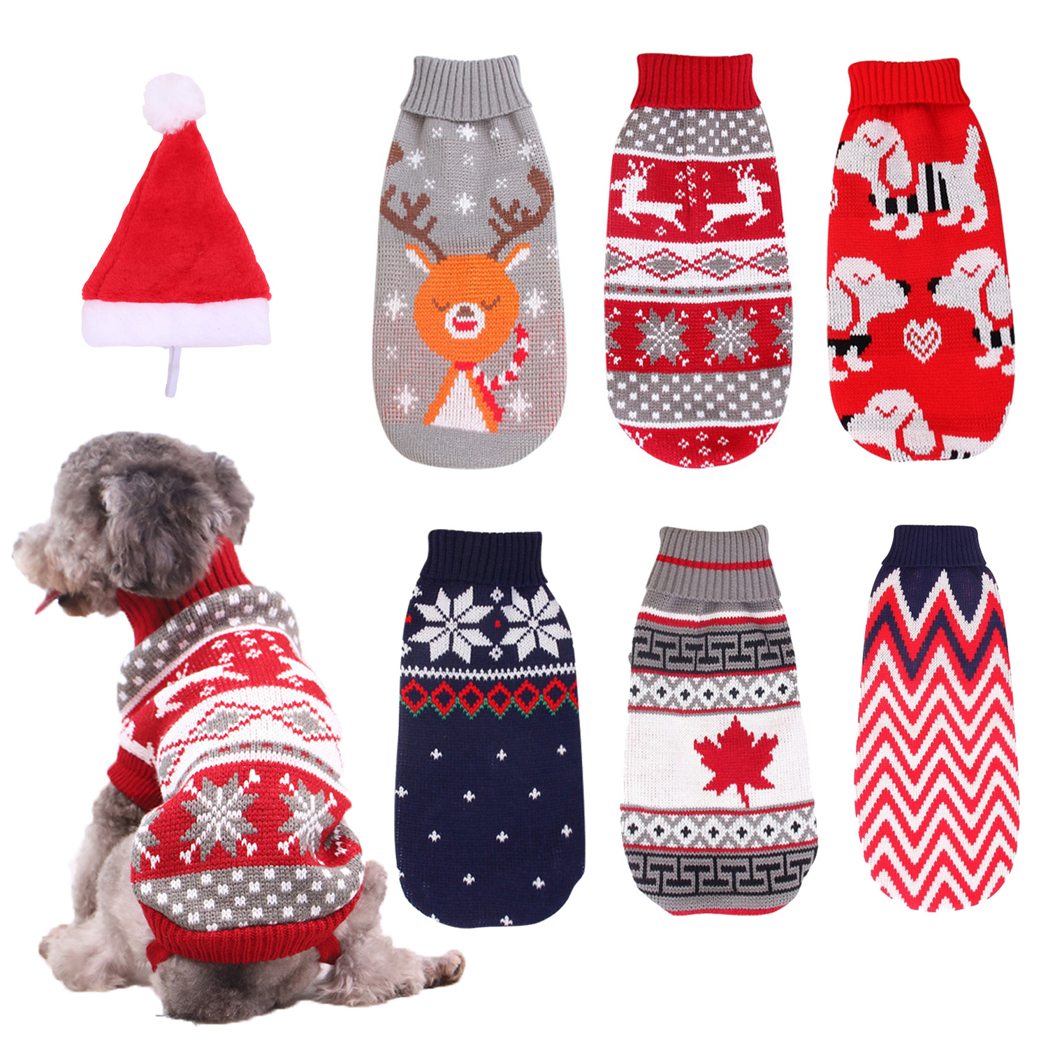 Puppy Christmas Sweater Pet Reindeer Snowflake Sweaters for Kittys and Small Dogs Cats Free shipping