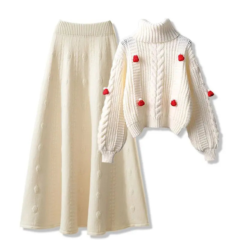 Autumn womens clothing set Skirt Tea style dress early winter sweater jacket Skirt two-piece set winter womens clothing E1562 241011