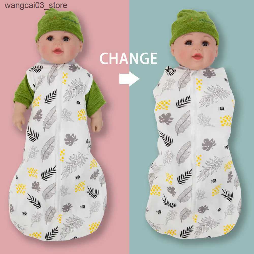 Blankets Swaddling 2in1 Multifunctional Sleeping Bag For Newborn 100% Cotton Cute Print Baby Blanket Soft 0-6M Baby Swaddle Sack Aircondition L240910