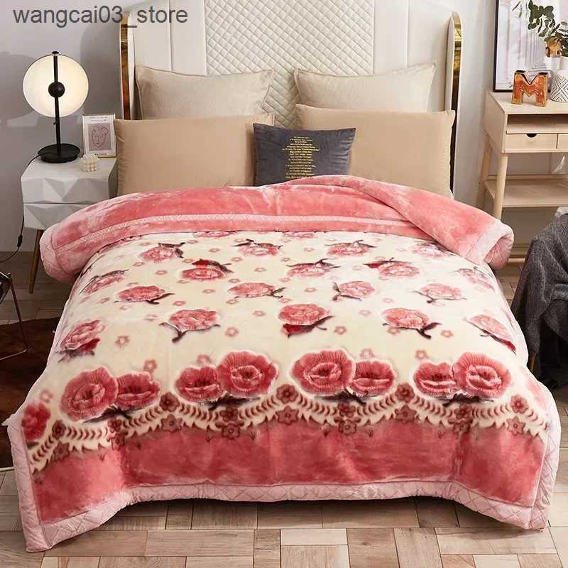 Blankets Swaddling New Warm Weighted Blankets for Beds High End Thicken Warmth Raschel Blanket for Winter Autumn Double Side Plush Comforter Quilt L24