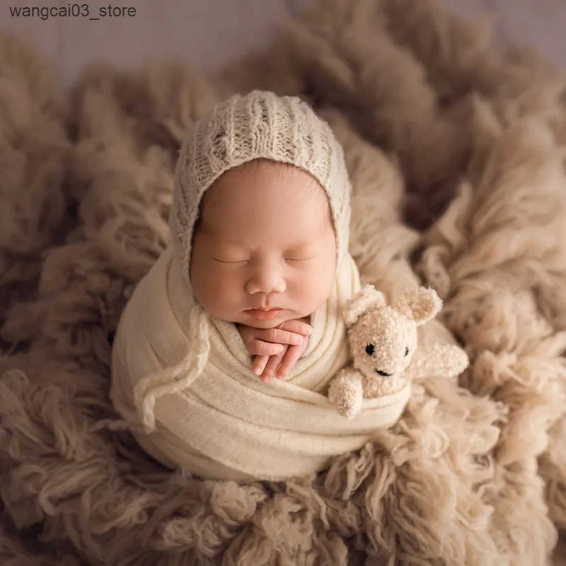 Blankets Swaddling Jersey Stretch Wraps Photography Props Newborn Stretch Knit Wraps Baby Swaddle Blanket Photo Props L240910