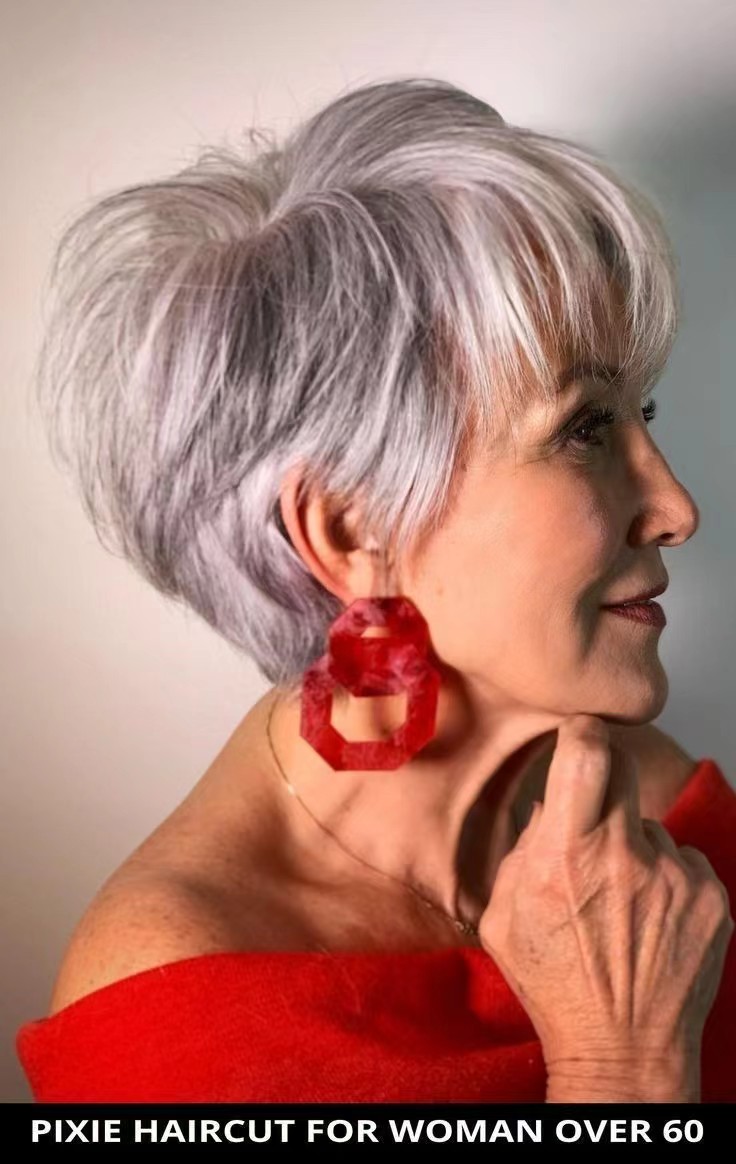 Grey short salt and pepper human wigs for black women layered short pixie cut wigs with bangs gray old lady wigs weft glueless raw hair wigs