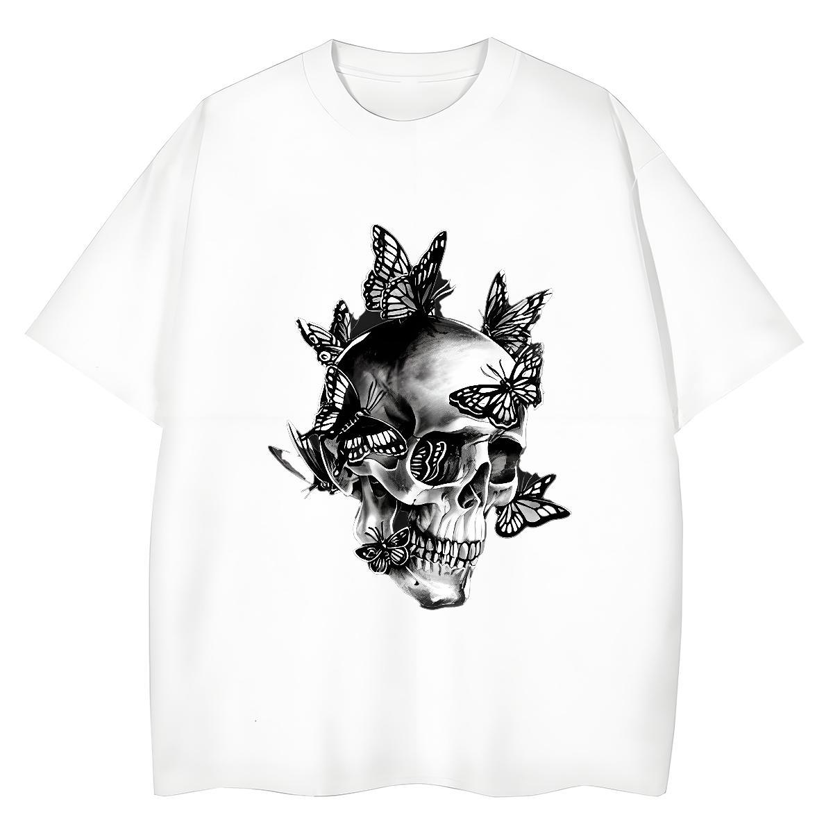 DIY Women T Shirts 230g 100% Cotton Breathable Crew Neck Street Casual skull Women Tshirts Soft Oversized Clothings