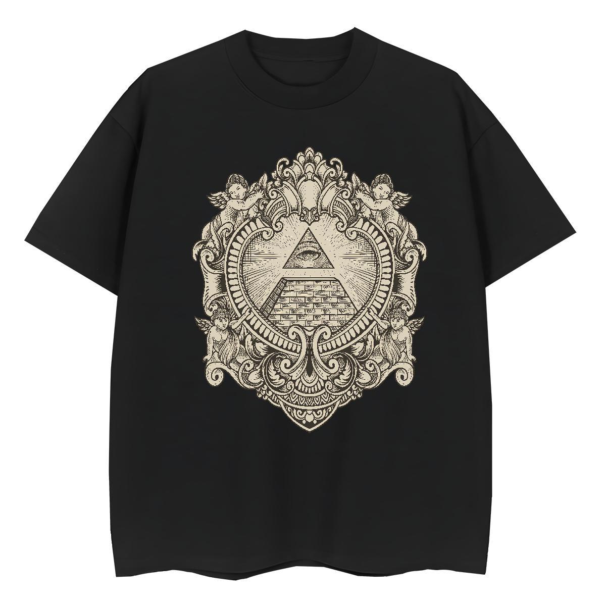 New Woman T Shirts 100% Cotton 230g O-Neck Short Sleeve Beach eye of the devil Women Tees Loose Graphic Top Shirts