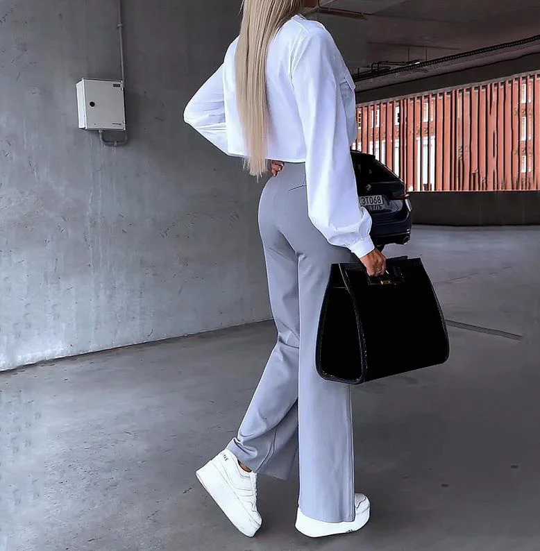 Office Lady Womens Pants Set 2-piece Holiday Style Short Coat CoatStraight Pants Set 2024 Spring Womens Wear 241010