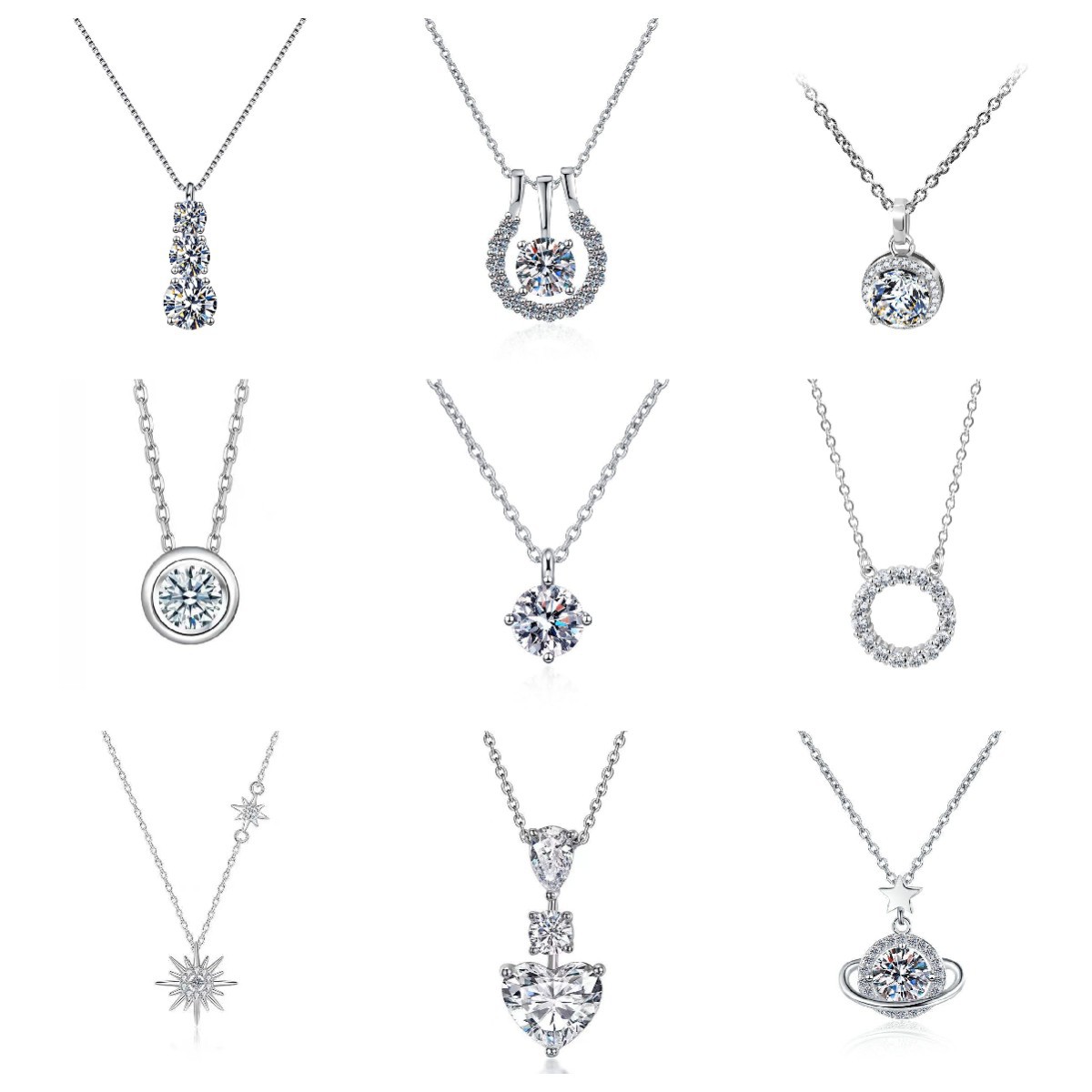 2024 Ins Top Sell Three Stone Pendant Simple Fashion Jewelry Real 925 Sterling Silver Round Cut White Lab Moissanite Diamond Party Women Wedding Clavi