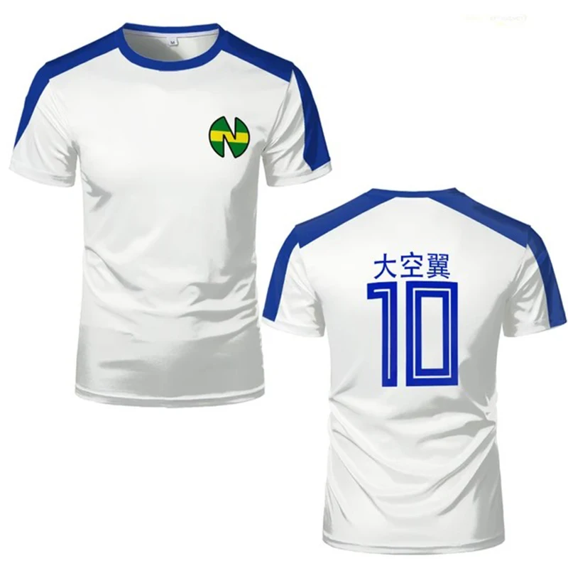 Sports T-shirts For Men Captain Tsubasa Anime Jersey Cosplay Custom Tops Loose Men And Women Quick-drying Sportswear Kids